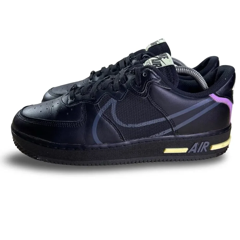 Nike Air Force 1 Black React Violet Star Mens Shoes Size 9.5 Basketball Comfort